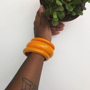 Wood Bracelet Set Orange, 3